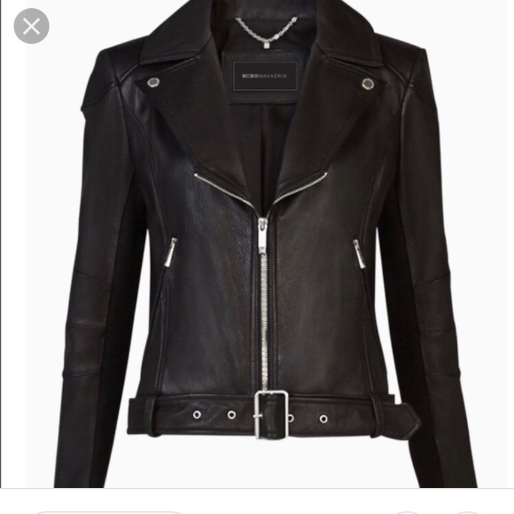 BCBG MazAzria Miley Black Leather Moto Jacket